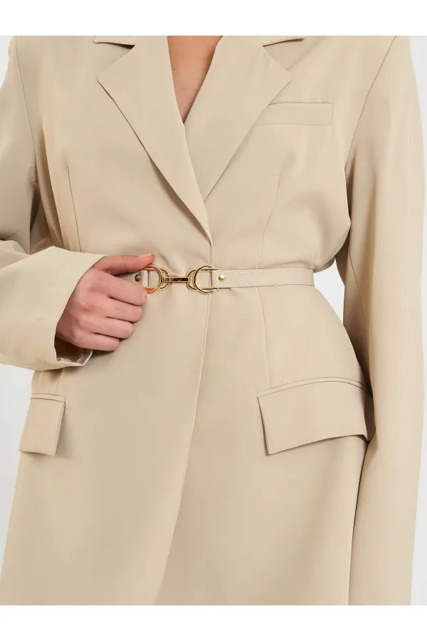 131060 Kemer Detaylı Oversize Ceket