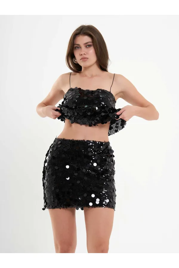 041115 Sequin Mini Skirt