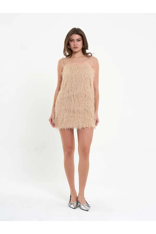 111658 Saçaklı Mini  Elbise