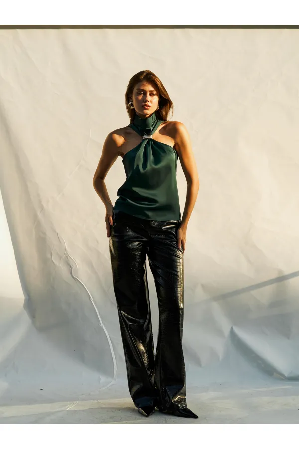 071773 Buckled Satin Blouse