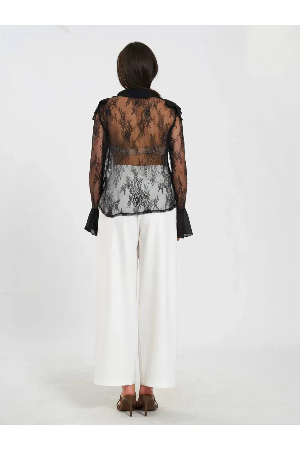 Chemisier en dentelle à volants 080791