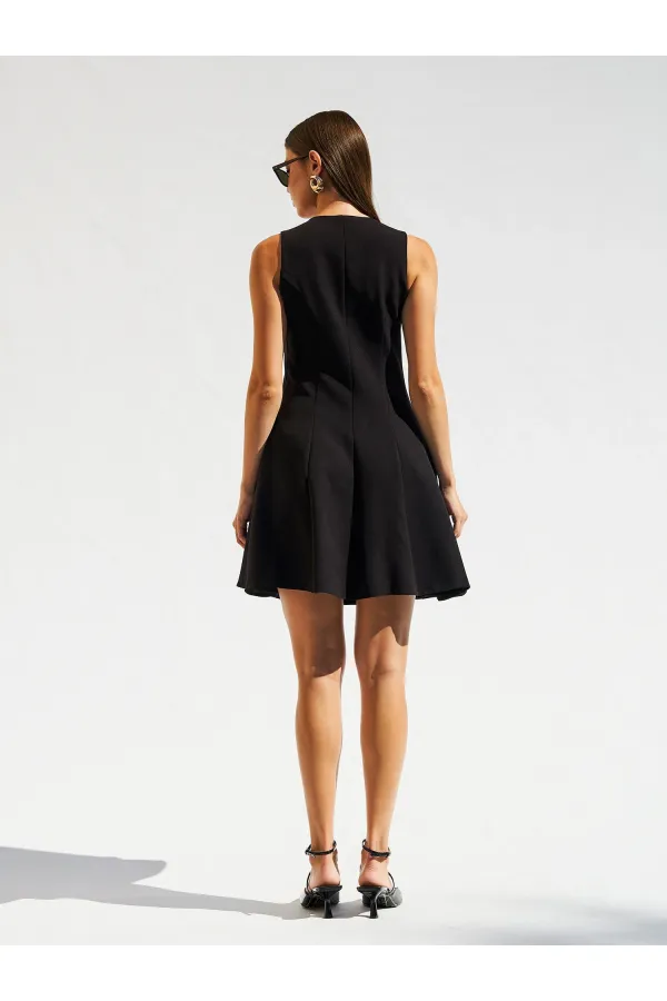 111611 Sleeveless Mini Button Detail Dress