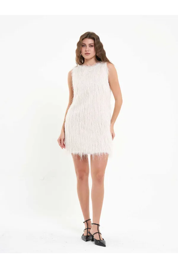 111634 Saçaklı Mini Elbise