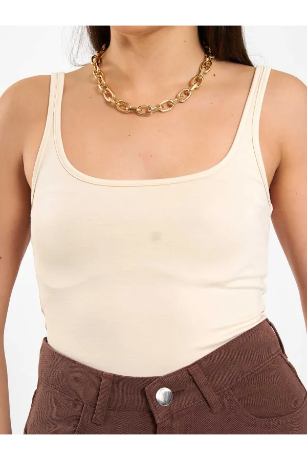 060332 U-Neck Slim Collar Tank Top