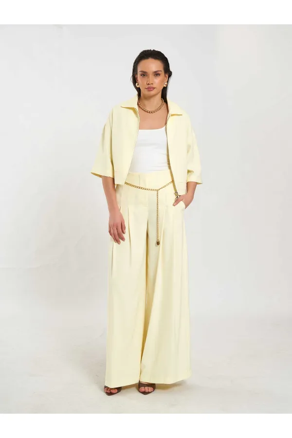 031641 Double Pleated Trousers with Trim