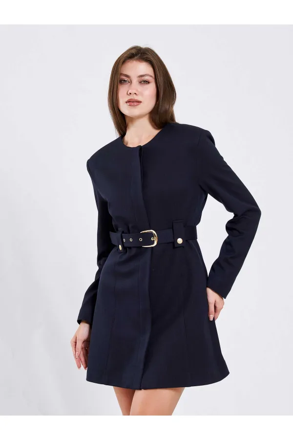 111640 Kendinden Kemerli Mini Elbise