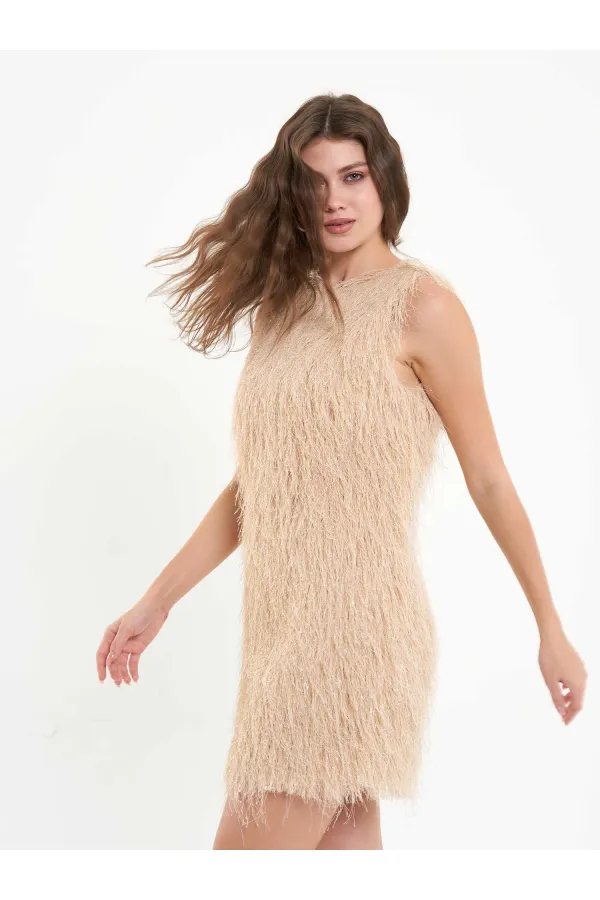 111634 Saçaklı Mini Elbise