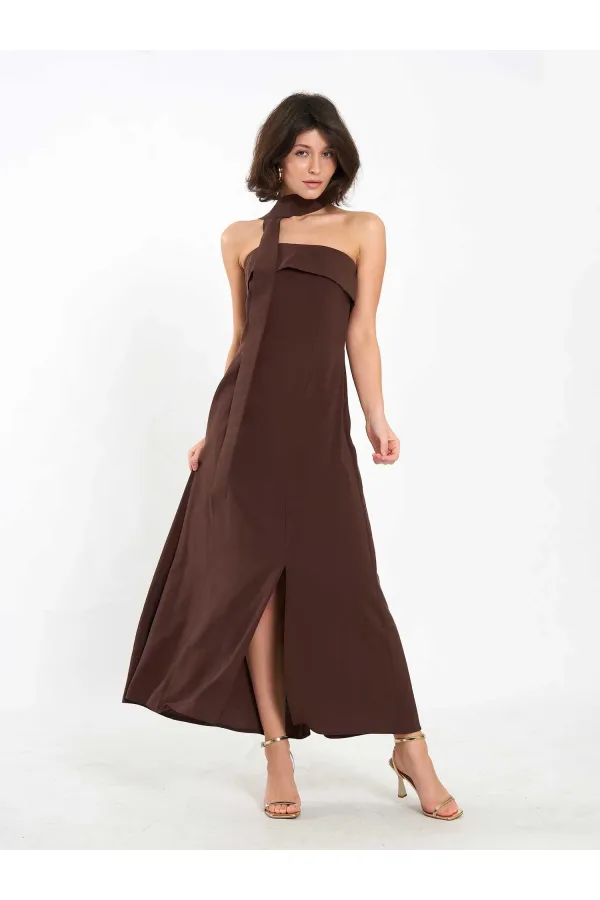 111706 Strapless Dress with Slit