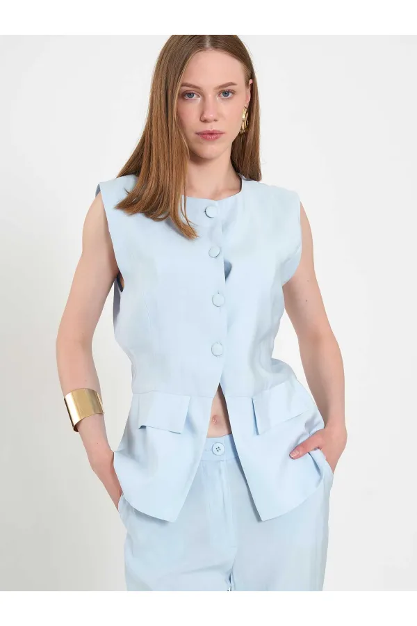 120732 Vest with Ruffled Hem