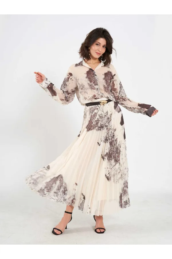 080813 Watercolor Effect Chiffon Shirt