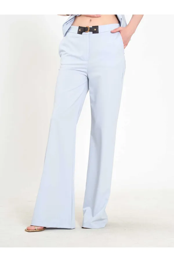031673 Stella Straight Leg Trousers with Belt Buckle