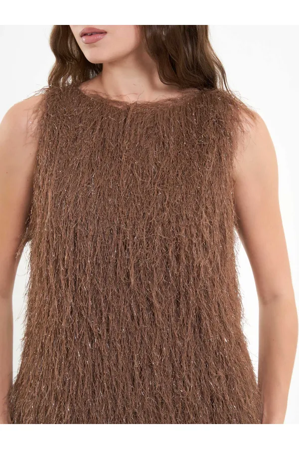 111634 Saçaklı Mini Elbise