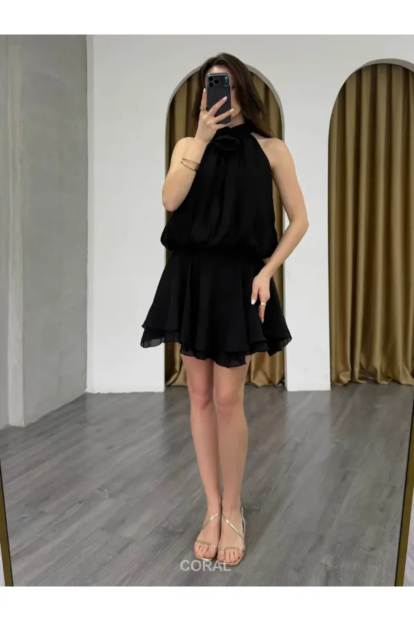 041182 Ribbed Waist Mini Skirt