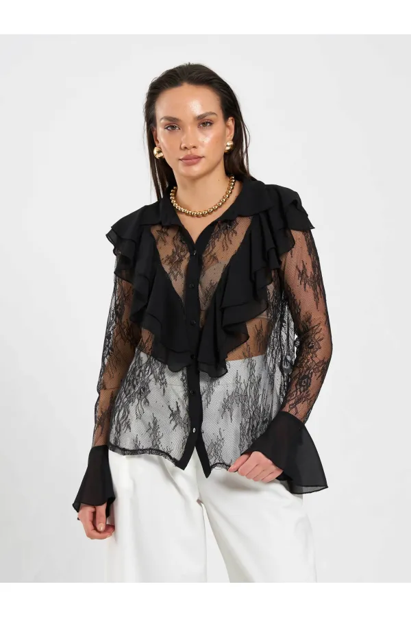 Chemisier en dentelle à volants 080791