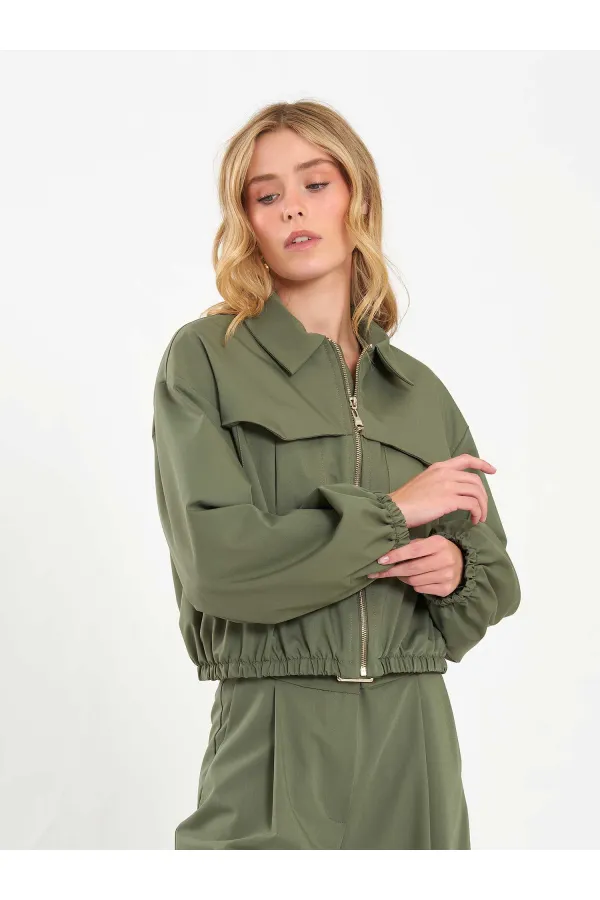 160896 Veste bomber à fermeture éclair frontale