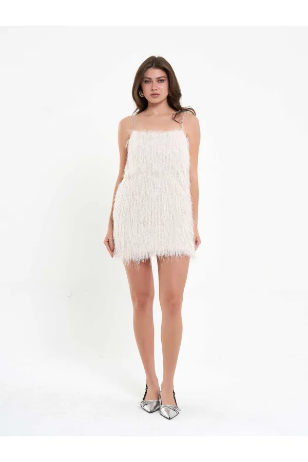 111658 Saçaklı Mini  Elbise