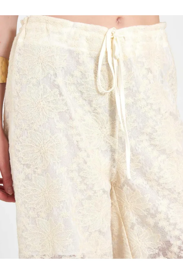 031669 Lace-Look Lined Trousers with Tie Waist