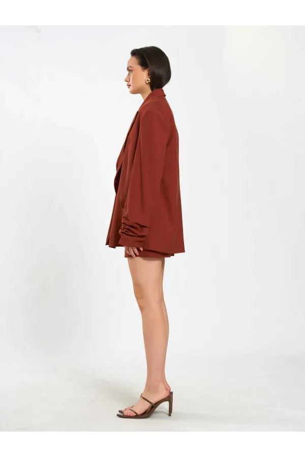 131046 Oversize Kolları Pileli Ceket