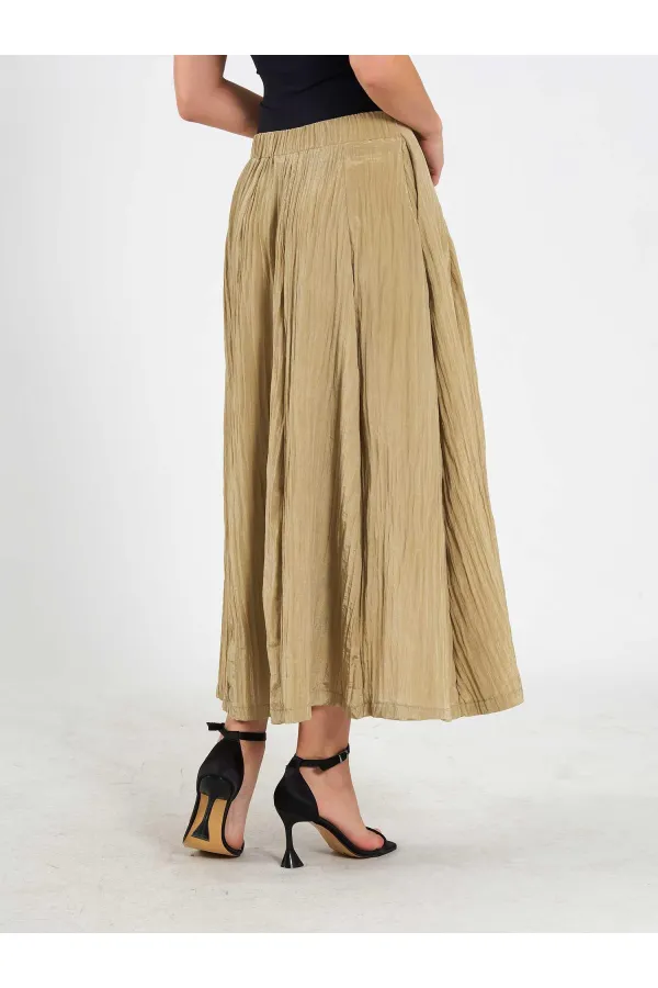 041188 Arkası Lastikli Kloş Midi  Etek