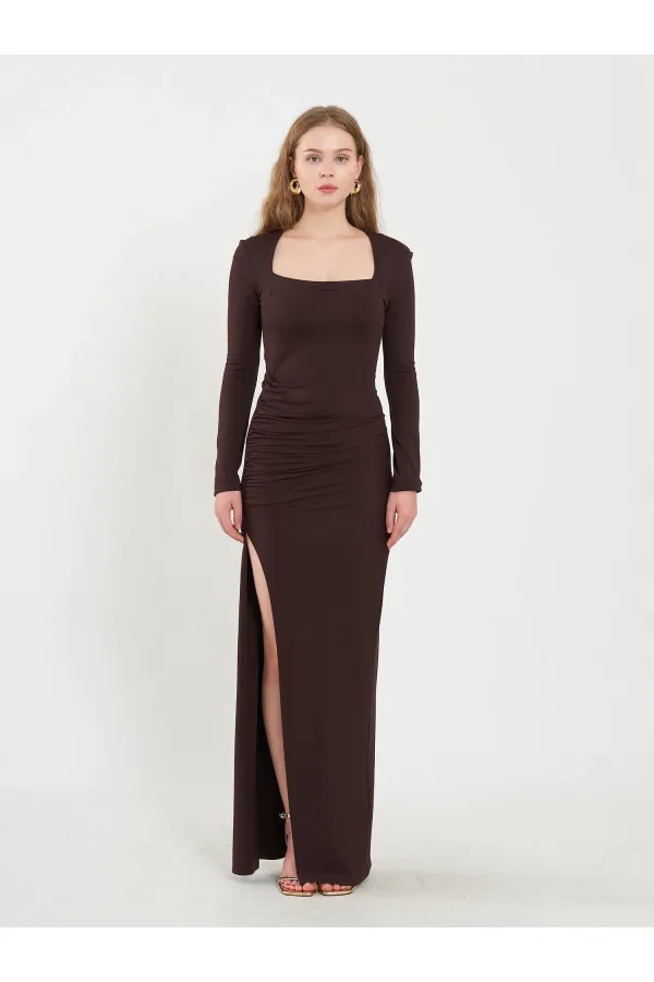 111694 Long-Sleeved Dress with Slit