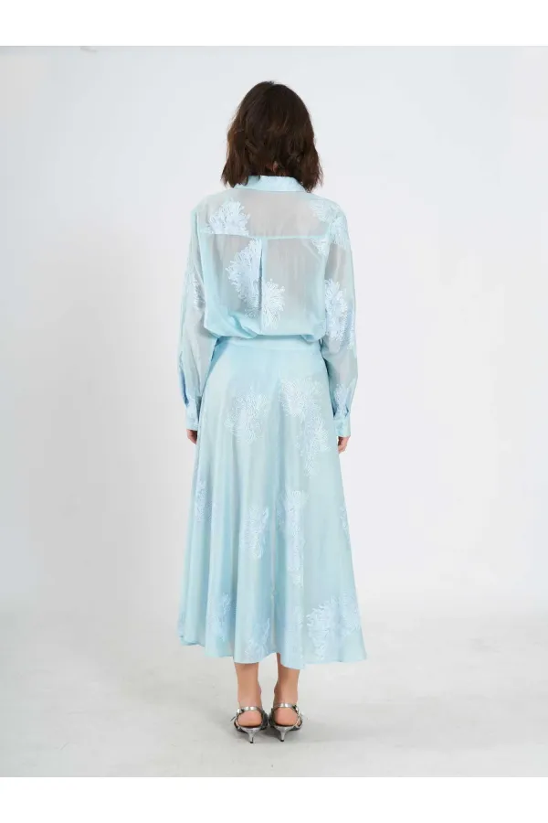 Jupe midi à volants 041192