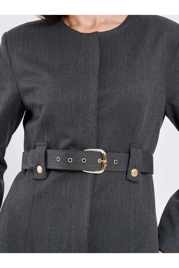 111640 Kendinden Kemerli Mini Elbise