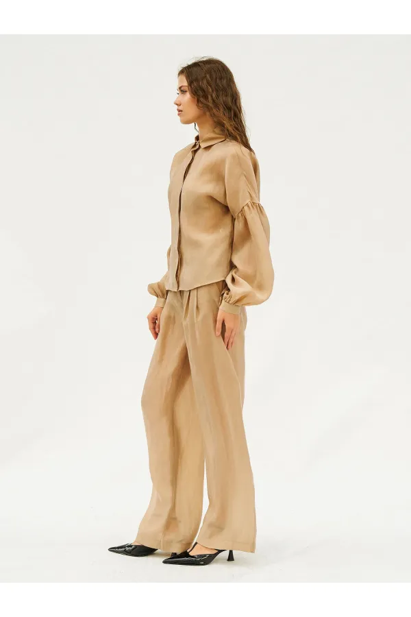 220579 Balloon Sleeve Shirt and Trouser Set