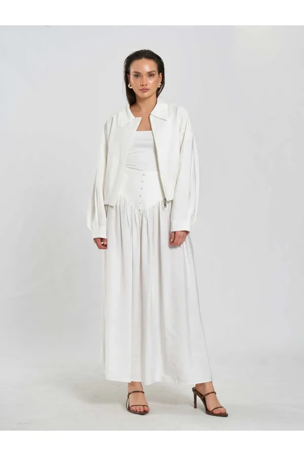 041171 Corset-style Long Front Buttoned Skirt