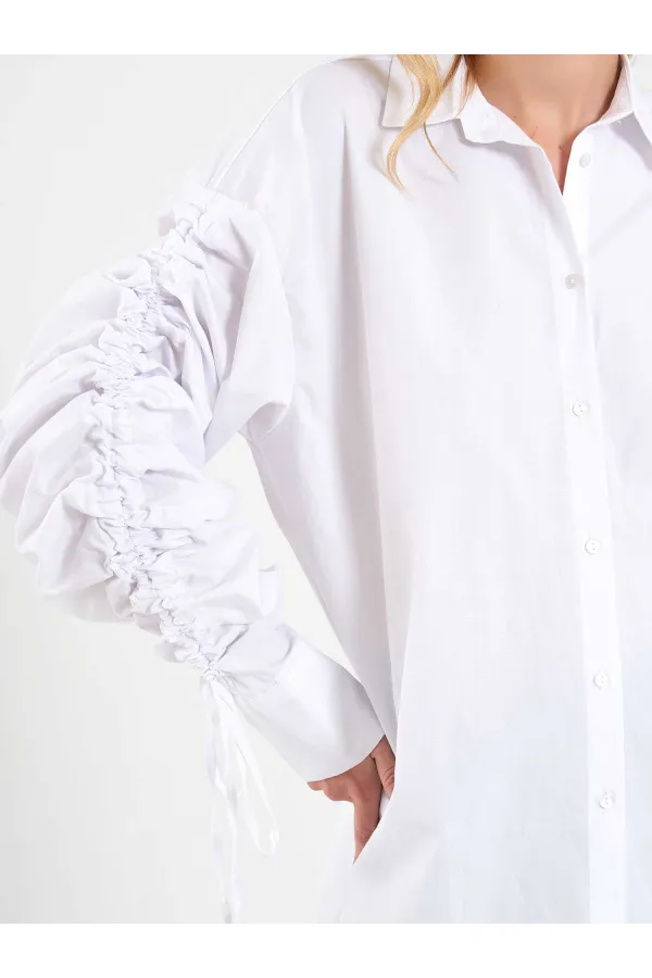 080796 Shirt with Gathered Sleeves