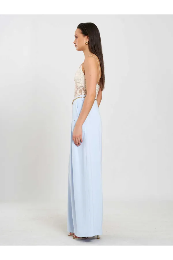 031641 Pervazlı Çift Pile Pantolon