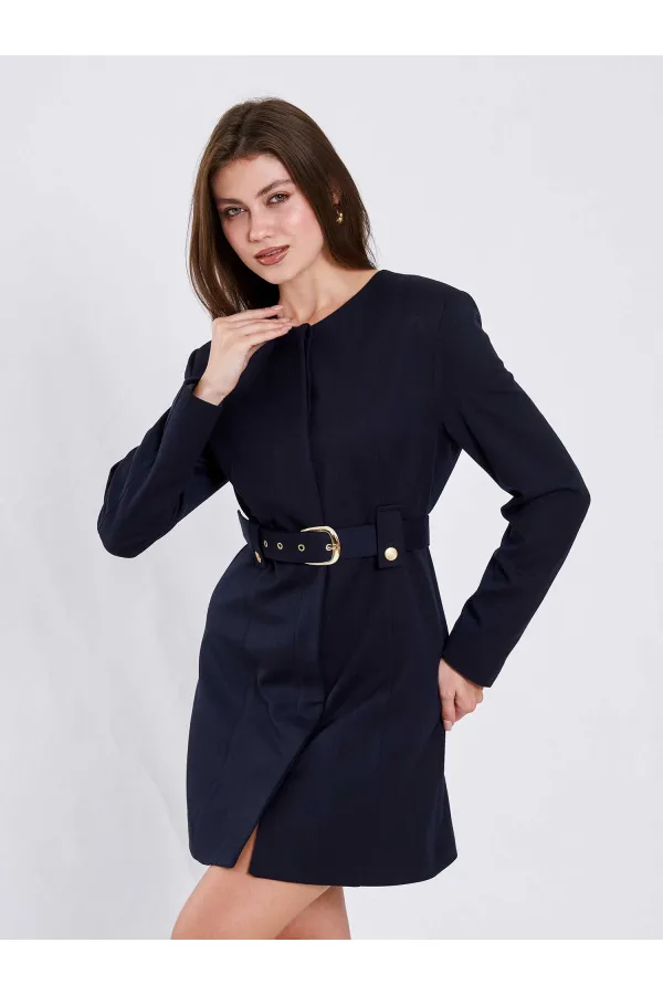 111640 Kendinden Kemerli Mini Elbise