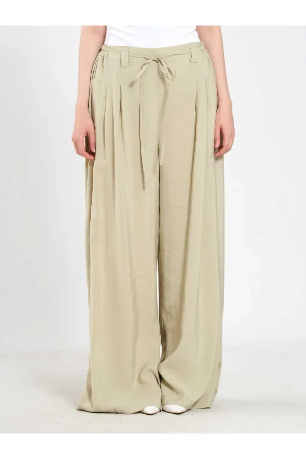 031678 Elastic Waist Detail Belted Trousers