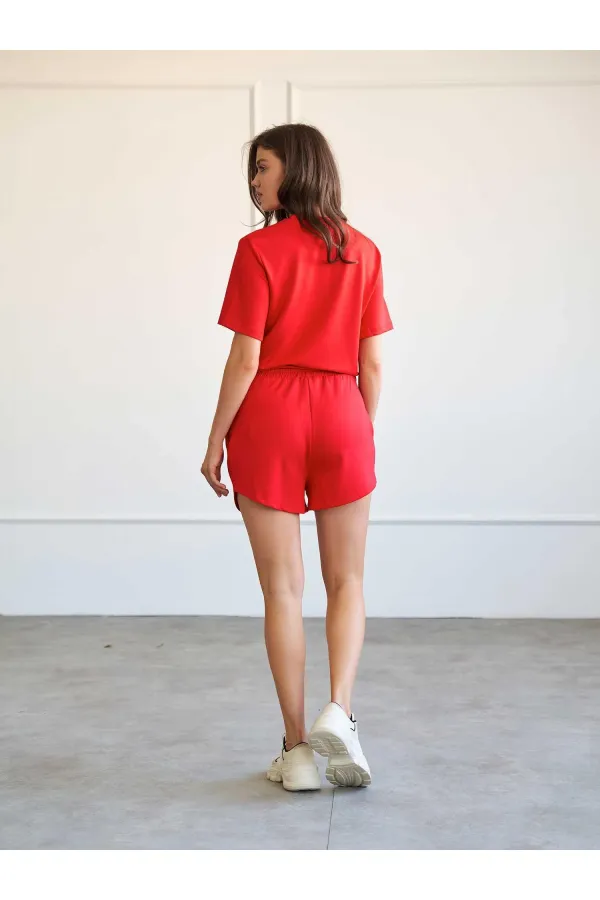 010882 Mini-short en maille à taille élastique