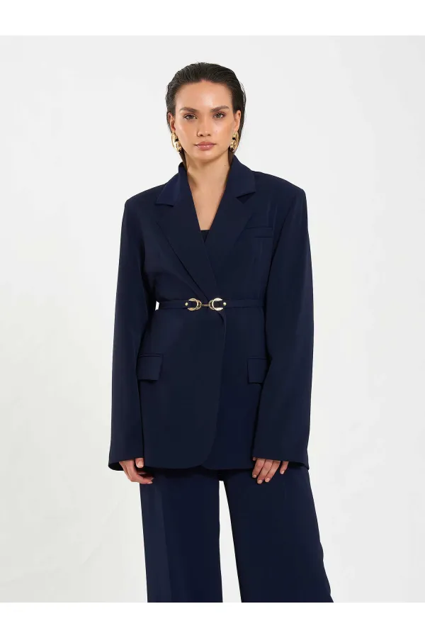 131060 Kemer Detaylı Oversize Ceket