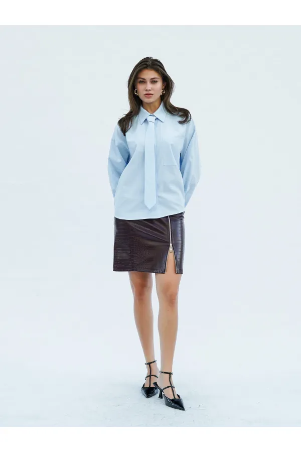 080733 Kravatlı Tek Cep Gömlek