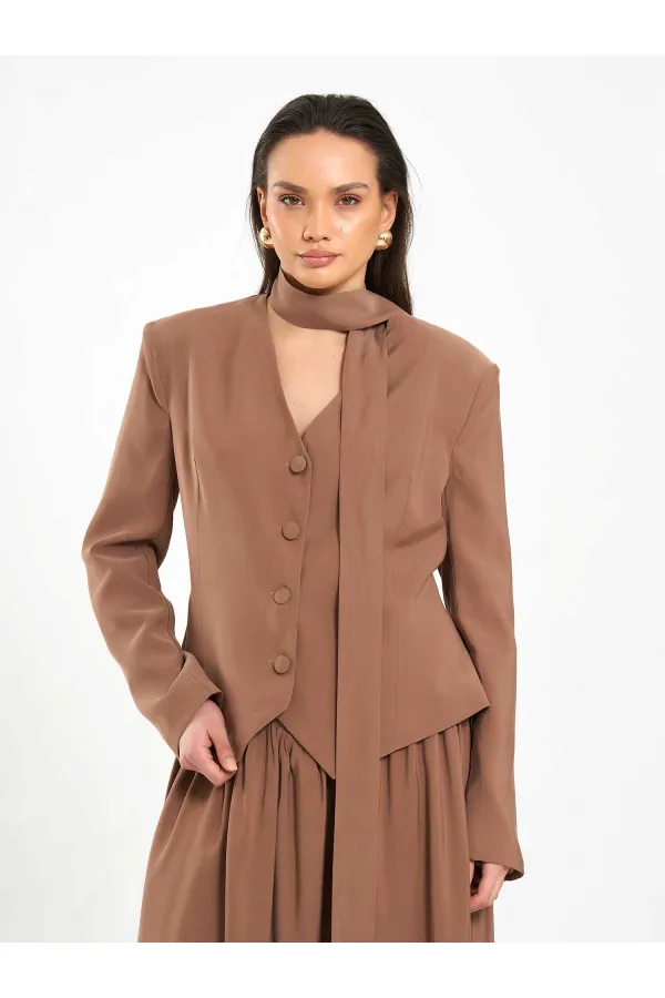 131049 Veste châle à col en V