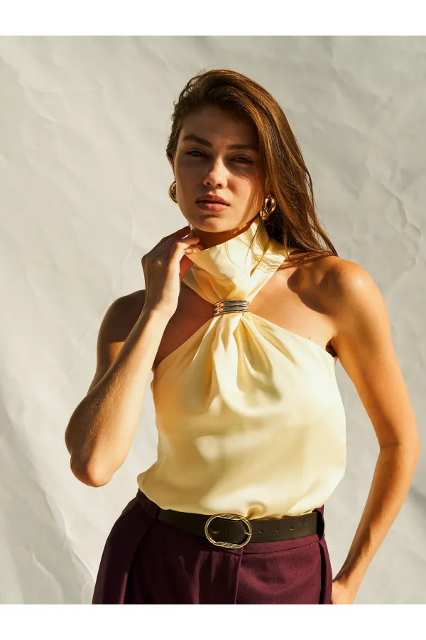 071773 Buckled Satin Blouse 071773 Buckled Satin Blouse