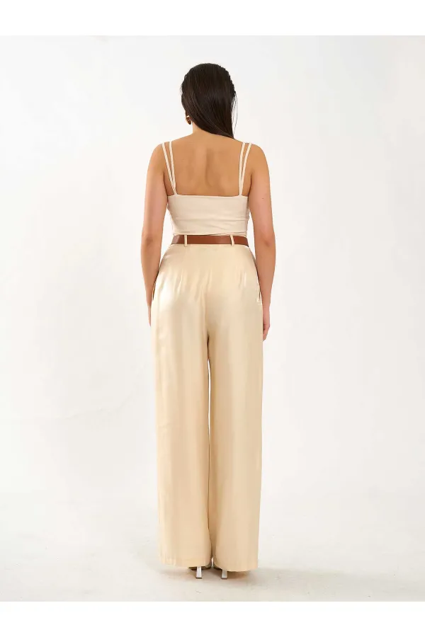 031660 Single Pleated Wide Belt Trousers