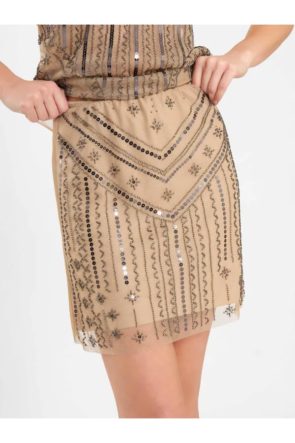 041186 Mini Sequin Tulle Skirt