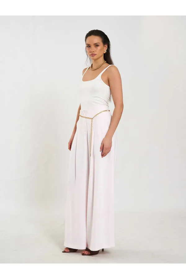 031641 Double Pleated Trousers with Trim