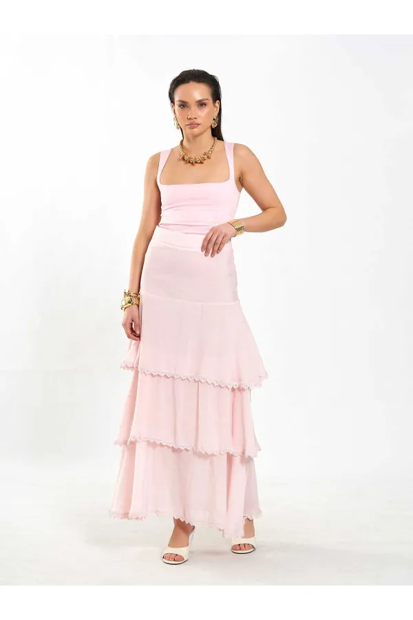 041040 Layered Ruffled Skirt