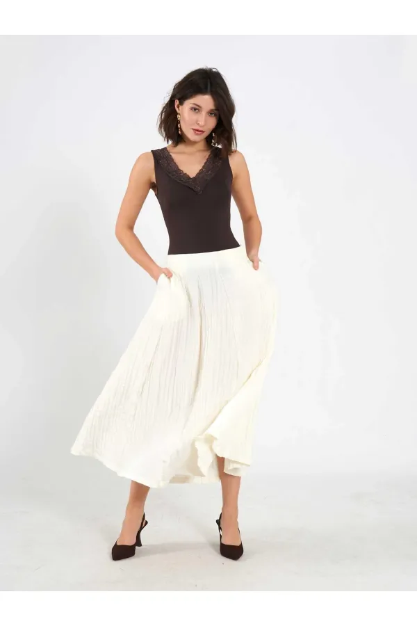 Jupe midi évasée 041188 avec dos élastiqué