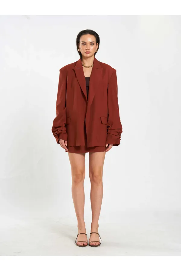 131046 Oversize Kolları Pileli Ceket