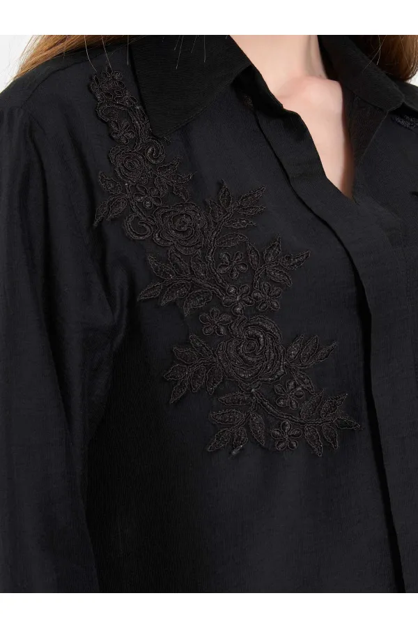080820 Tencel Shirt with Lace Details
