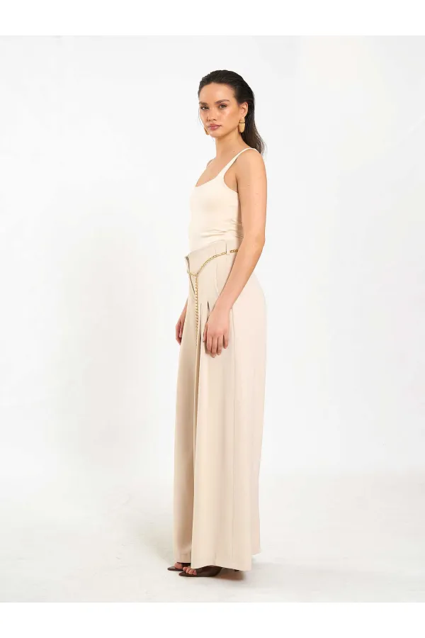 031641 Double Pleated Trousers with Trim