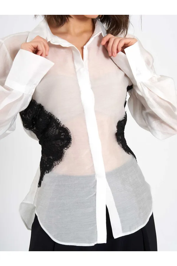 Chemise à détails en dentelle 080812