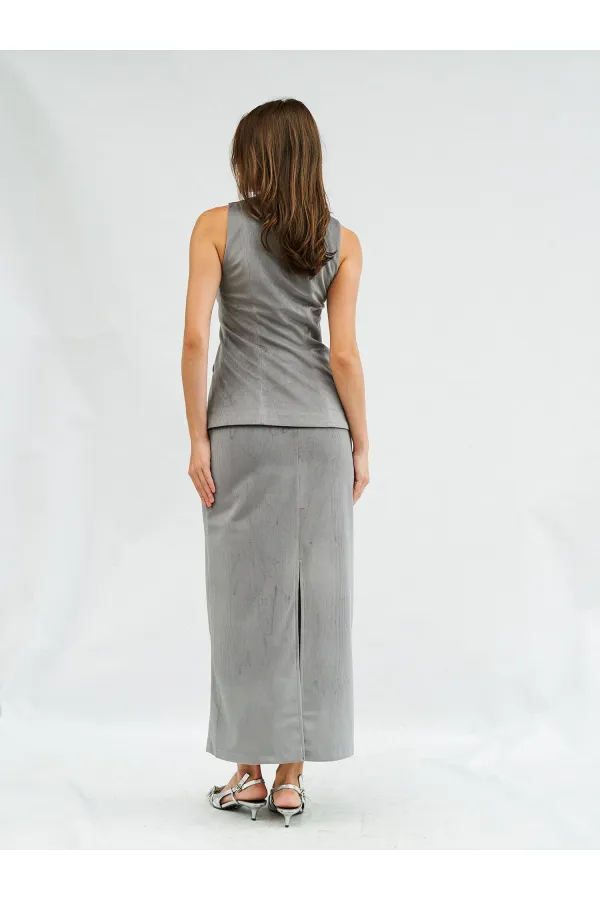 041101 Yırtmaçlı Düz Kesim Etek