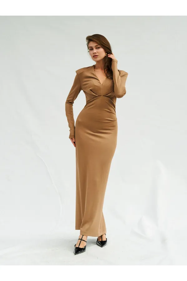 111632 Front V-Neck Padded Dress