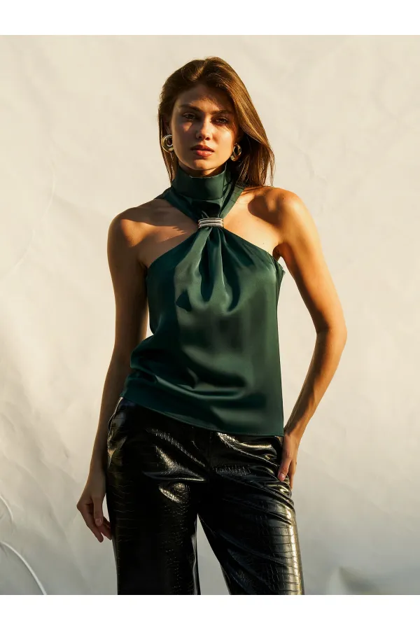 071773 Buckled Satin Blouse