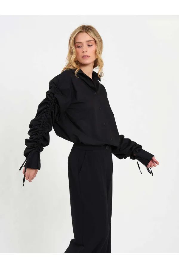 080796 Shirt with Gathered Sleeves